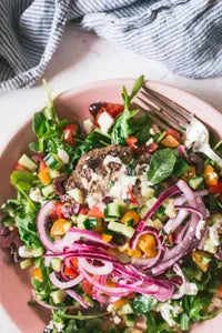 Mediterranean Salad with Ground Beef